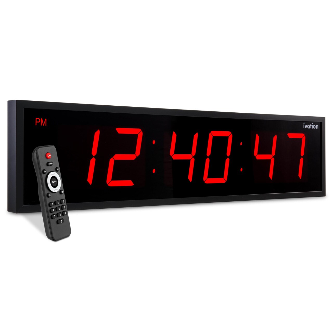 Ivation Huge 48" inch Digital LED Clock with Stopwatch, Alarms, Timer & Temp